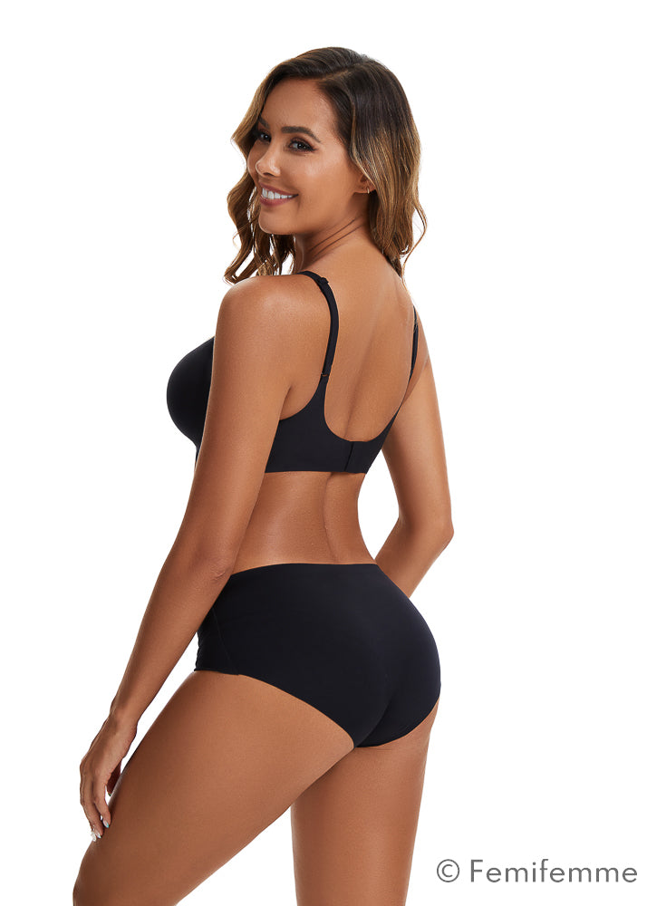 Antigravity sømløs push up V form bralette - Sort