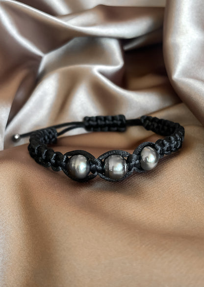 Perle tråd armbånd med ægte tahiti perler