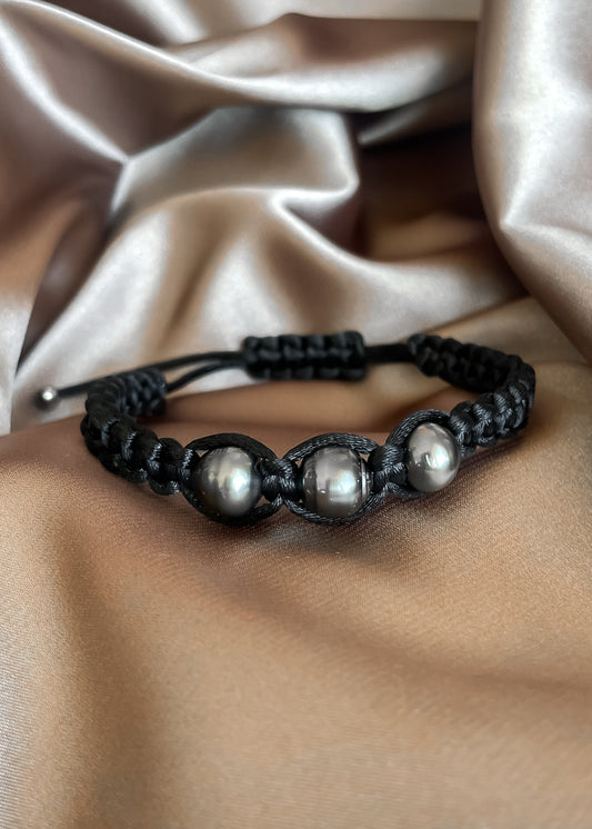 Perle tråd armbånd med ægte tahiti perler