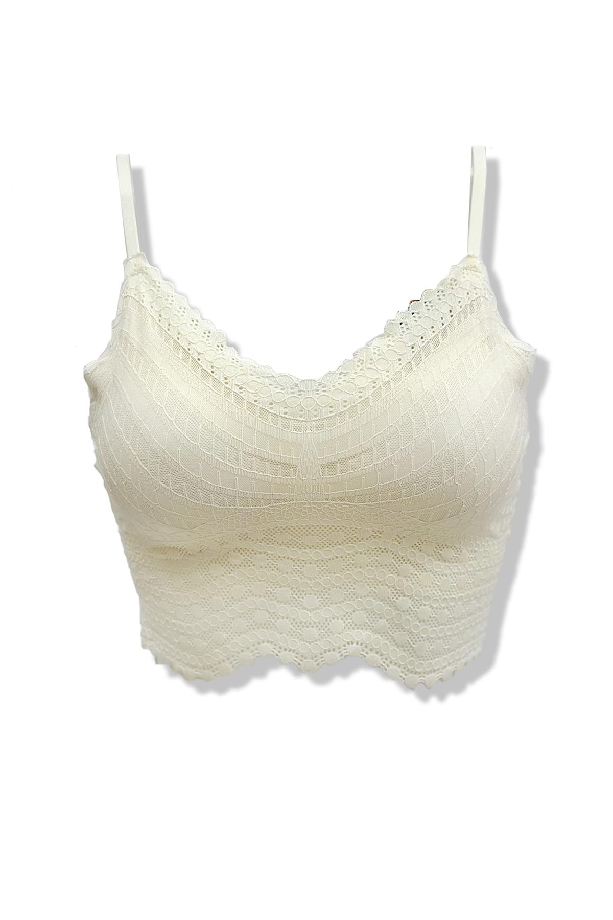 Belle bralette top med vattering - Lys creme