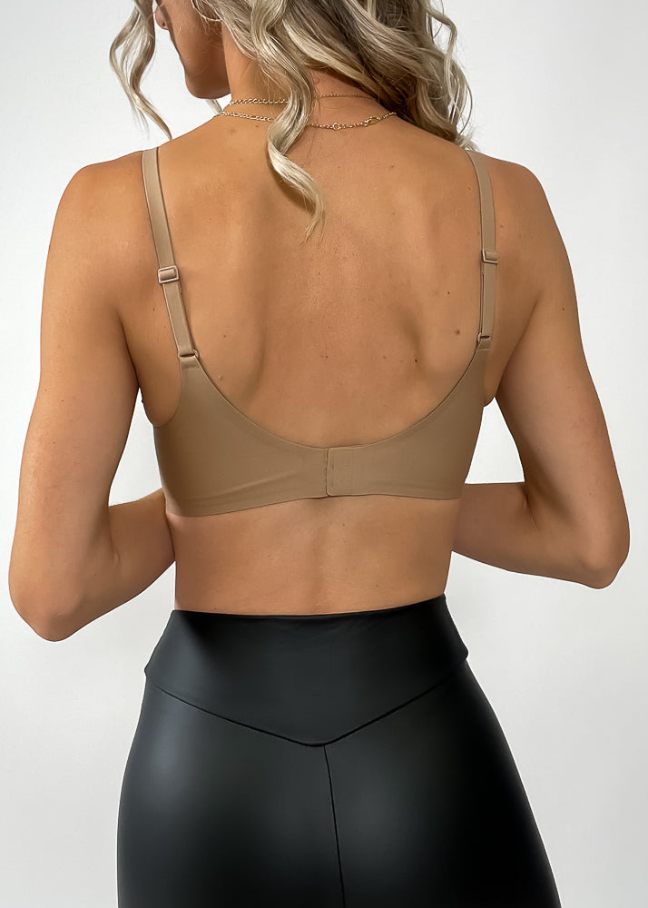 Antigravity sømløs push up bralette - Beige