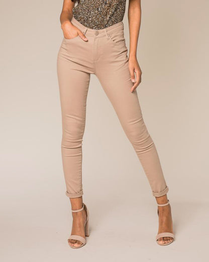Bomulds slim jeans med stræk og god pasform - Beige