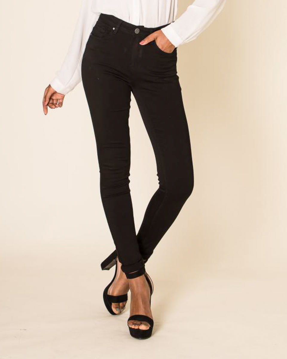 Bomulds slim jeans med stræk og god pasform - Sort