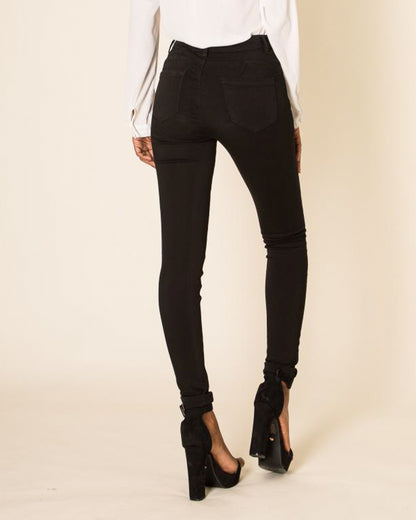 Bomulds slim jeans med stræk og god pasform - Sort