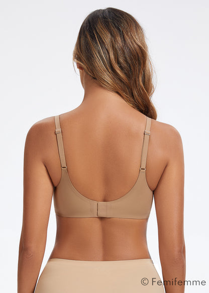Femifemme Antigravity sømløs push up V form bralette - Varm beige