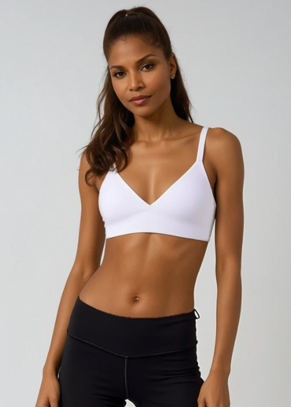 Femifemme Antigravity sømløs push up V form bralette - Hvid