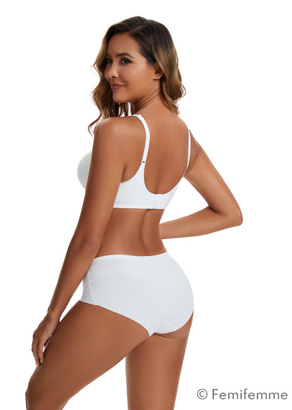 Femifemme Antigravity sømløs push up V form bralette - Hvid