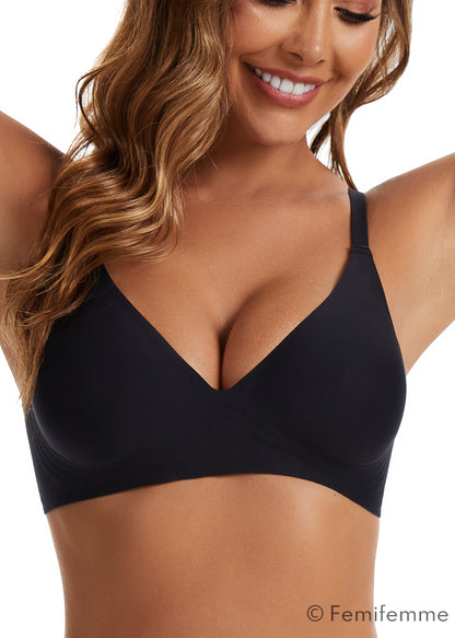 Antigravity sømløs push up V form bralette - Sort