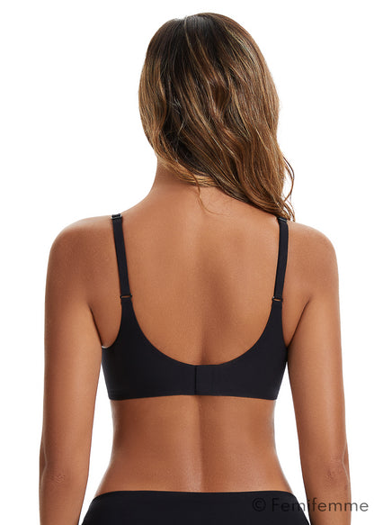 Antigravity sømløs push up V form bralette - Sort