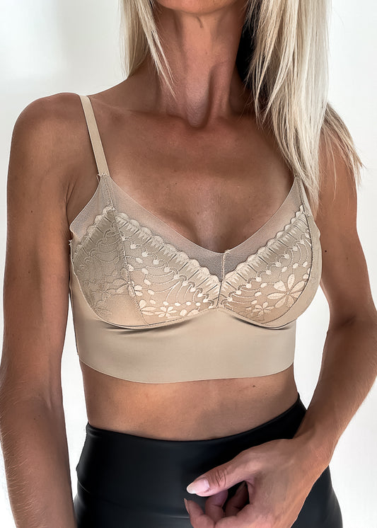 Feng bralette med vatering - Beige