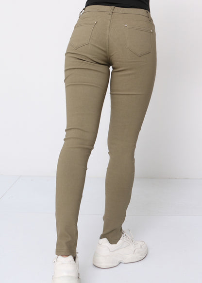 Gigi Strækbar jeggings - Lys Khaki