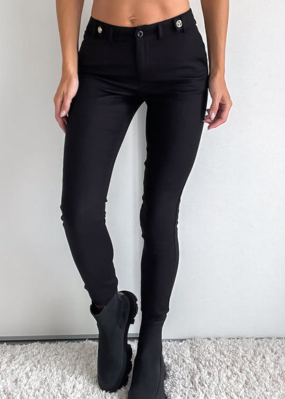 Klassiske tætsiddende bukser med stræk - Sort