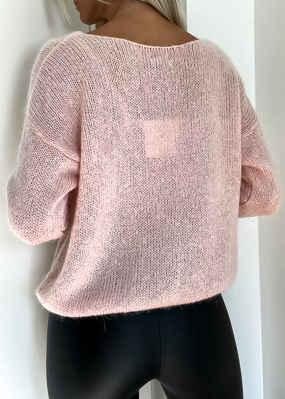 Maëlys Mohair strik cardigan - Lys Rosa