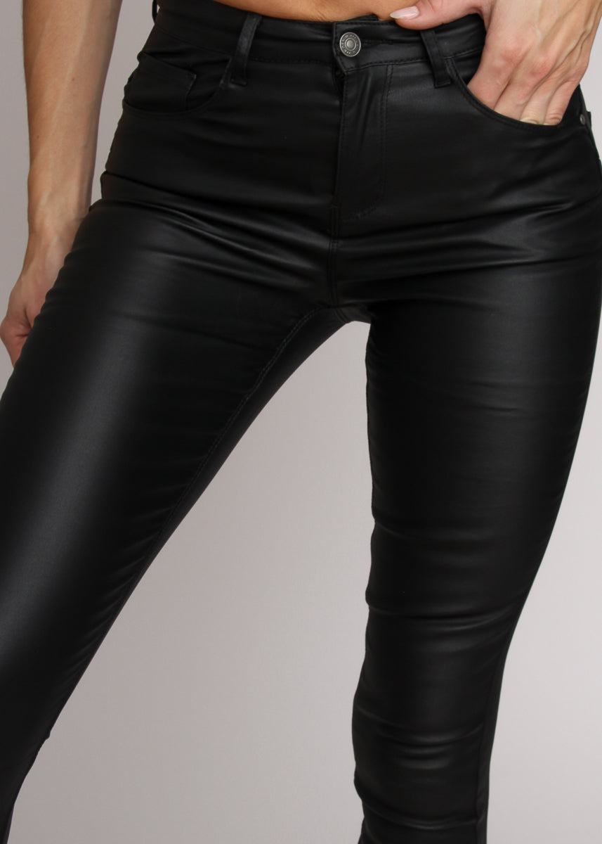 Oraije Skinny coated jeans med push up - Sort