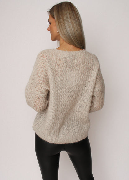 SAVANA Mohair & Uld strik trøje - Beige