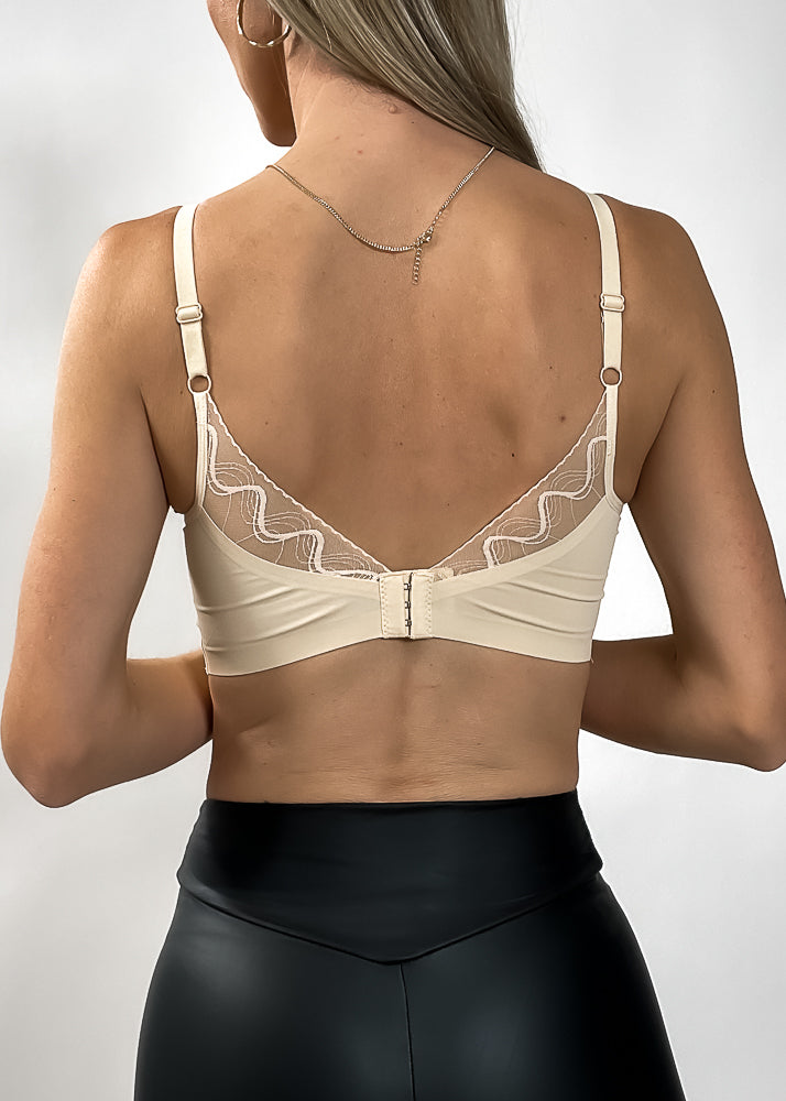 Snow microfiber sømløs push up bralette m. blonde ryg - Lys nude