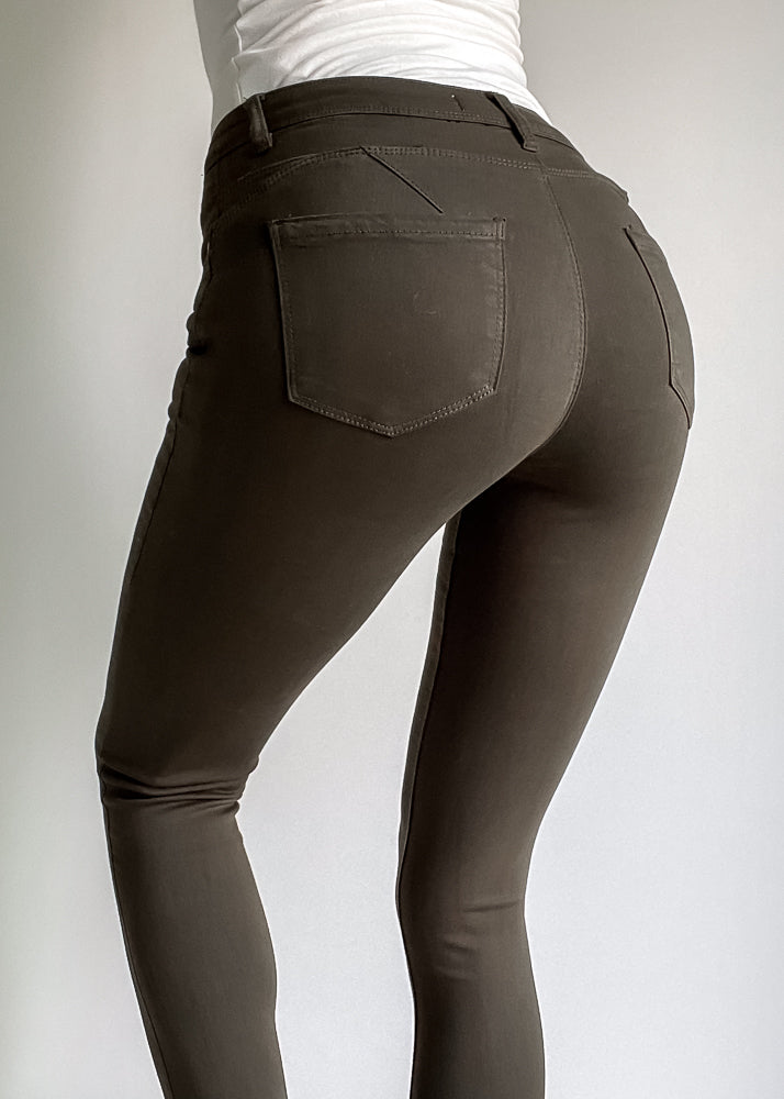 Ultra komfortable stretchy skinny push up jeans - Kaki