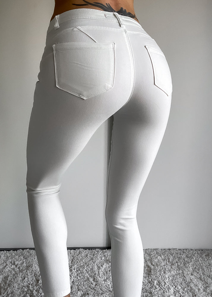 Ultra komfortable stretchy skinny push up jeans - Rå hvid