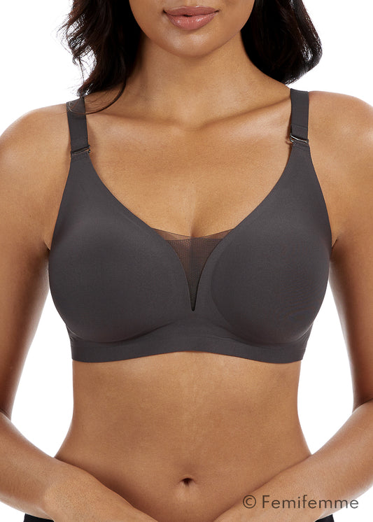 V-Mesh Comfort Bralette - Sortgrå