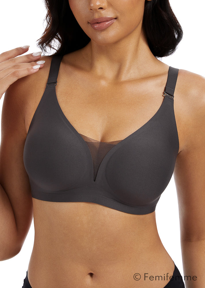V-Mesh Comfort bygel-bh med push up-detaljer - Svartgrå