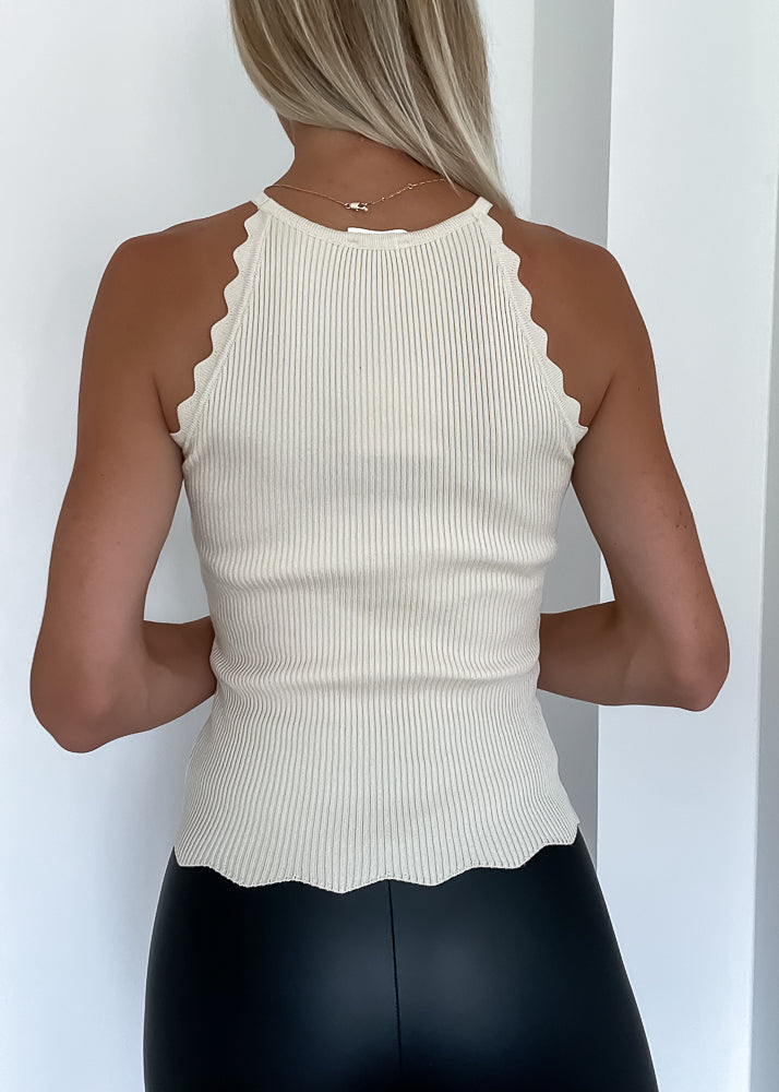 Van blød rib top - Lys creme